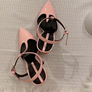 Cotton Candy pink T-strap heels